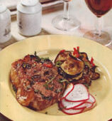 Баранья корейка с баклажанами