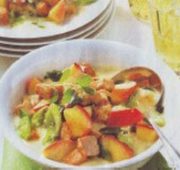 Свинина запеченная с яблоками под сливками